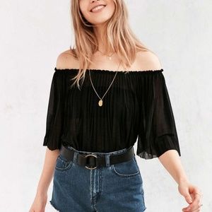 Urban Outfitters Pleated Chiffon off the Shoulder